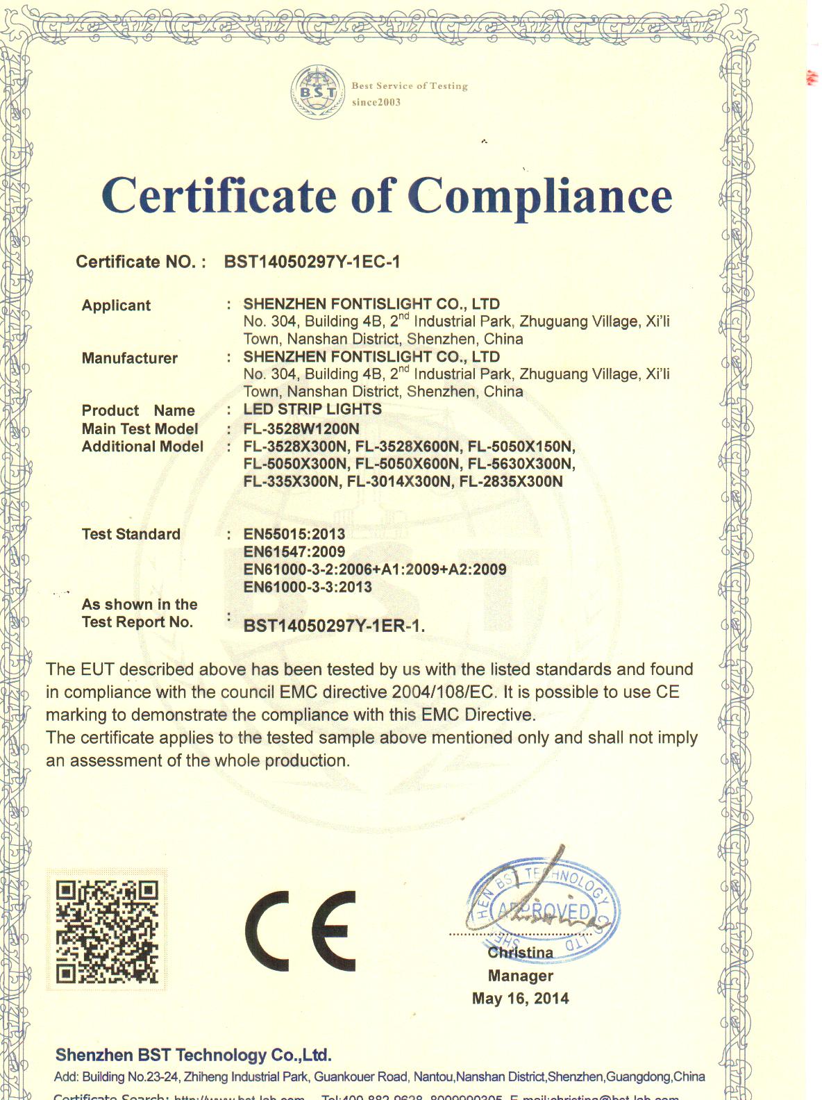 CE Certificate of LED Strip Lights